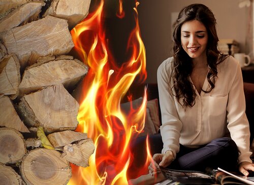 Biomass warmth, Logs equals flames equals earth and a comfortable home | © zero ridge 2020