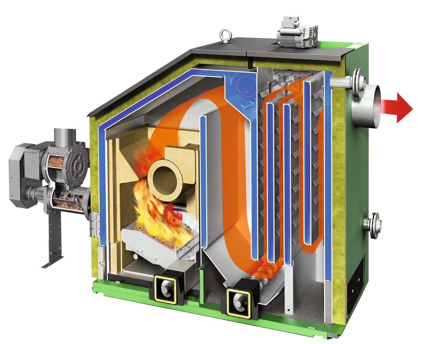 Compact 100 biomass boiler cutaway view