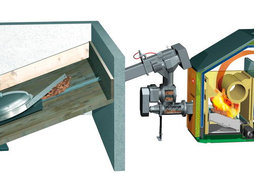 Chip store and cutaway biomass boiler