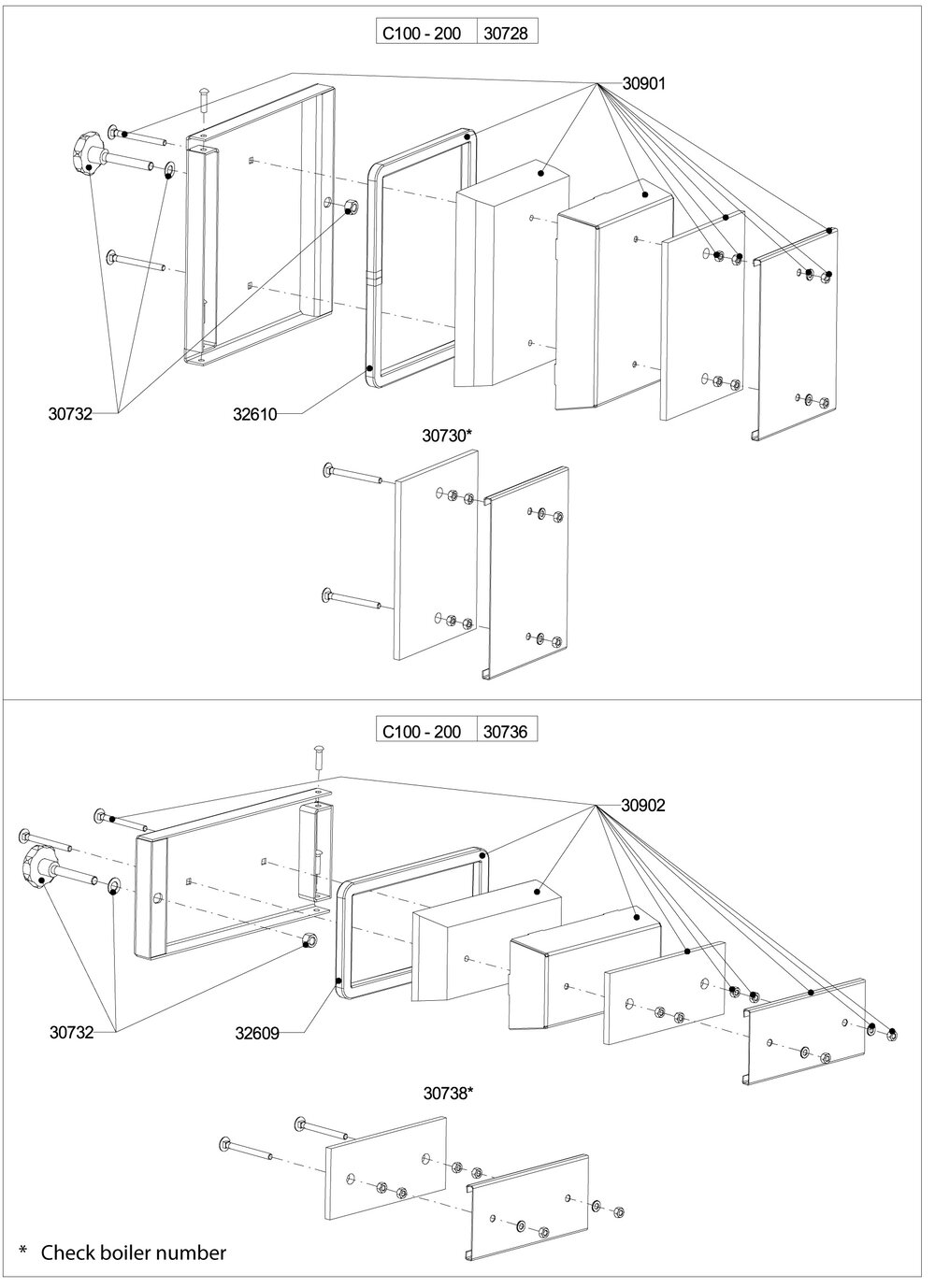 Inspection door Combust chamber door