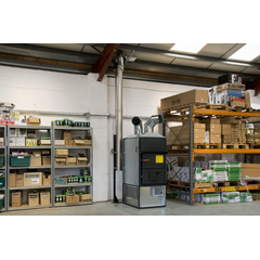 Fabbri space heater installation in a warehouse