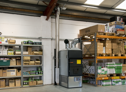 Fabbri space heater installation in a warehouse