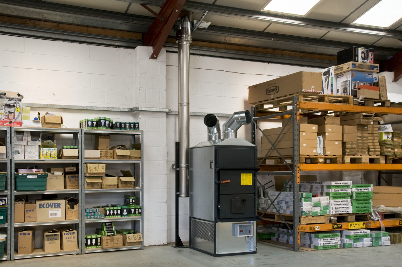 Fabbri space heater installation in a warehouse