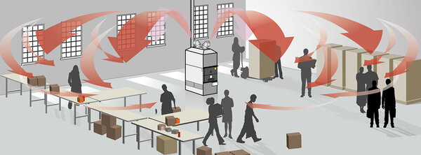 Fabbri space heater diagram showing heat circulation