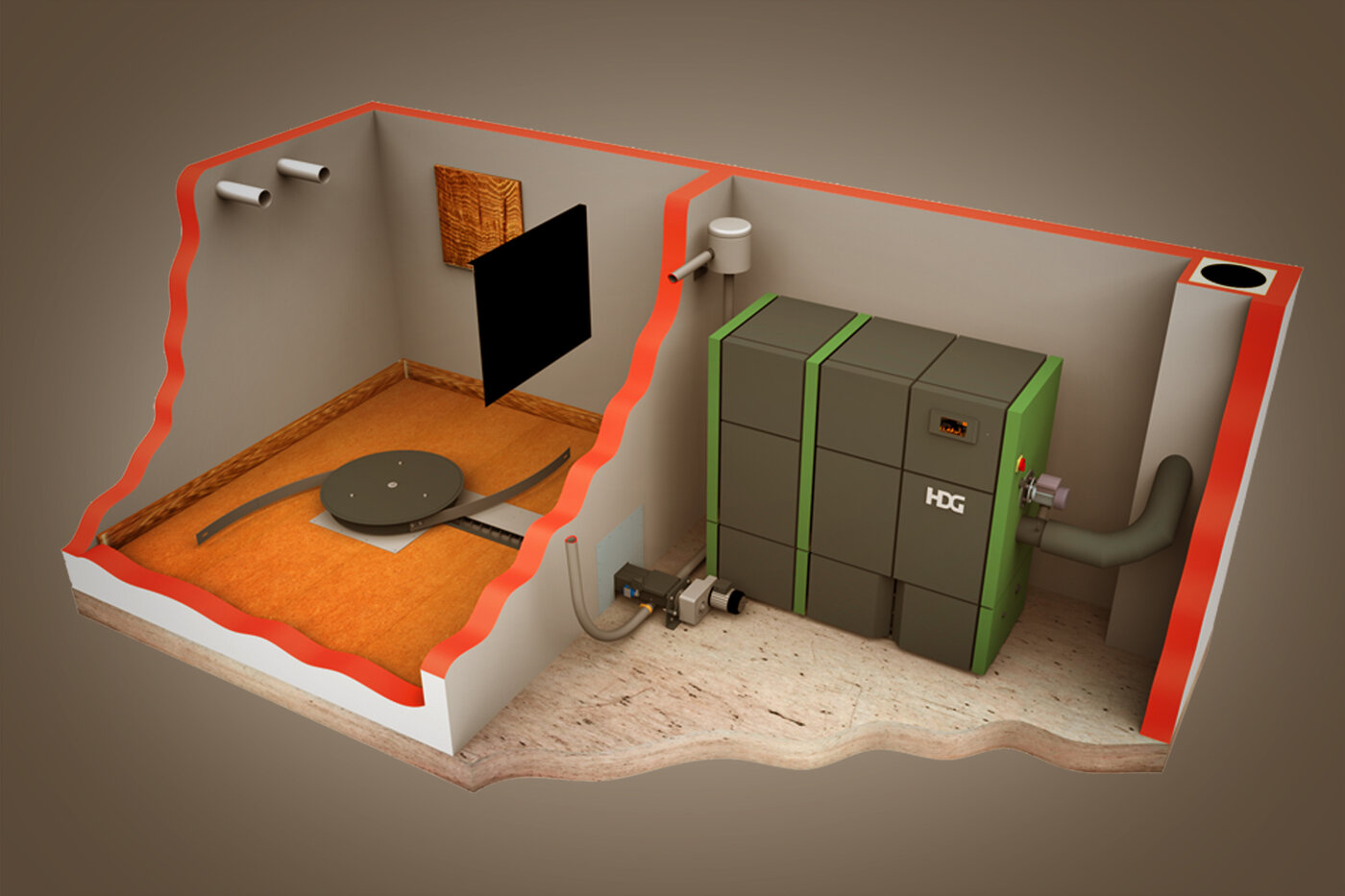 Pellet store cutaway illustration